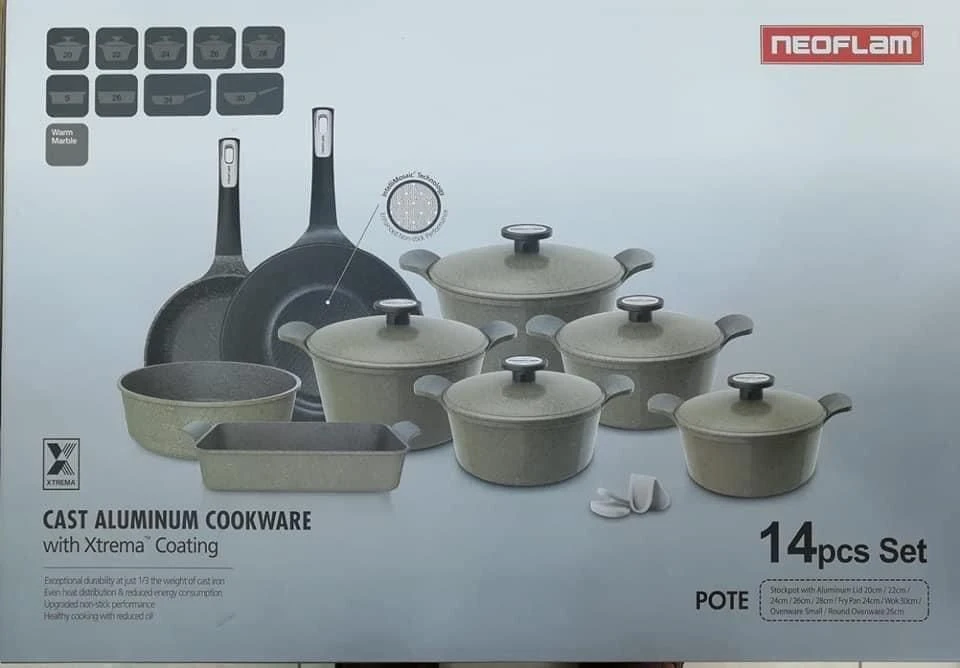 طقم حلل نيوفلام كوري  14 قطعه مضلع-منتجات ارشيا - مصر